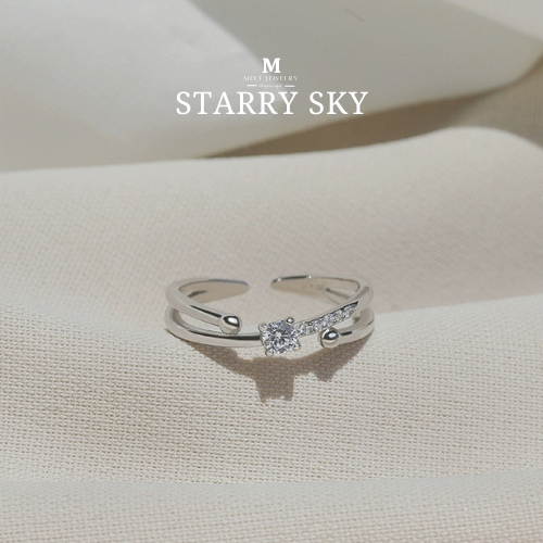 MEET แหวนเงิน starry sky แหวนผู้หญิง แหวนเงินสวยๆ แหวนปรับขนาดได้ แหวนเรียบหรู แหวนมงคล แหวนแฟชั่น