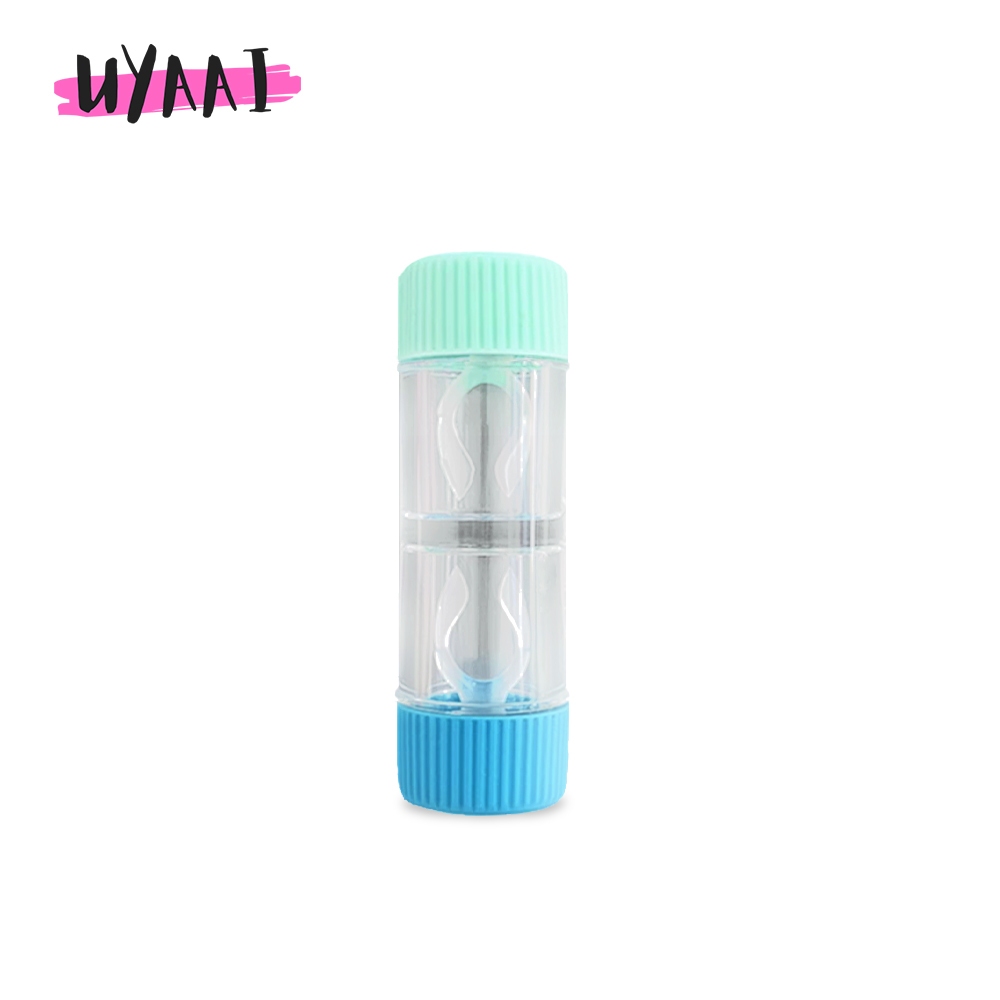 UYAAI ขวดคอนแทคเลนส์ สีโปร่งใส ขวดแบบพกพา ที่เก็บของแบบสองหัว อุปกรณ์เสริมคอนแทคเลนส์