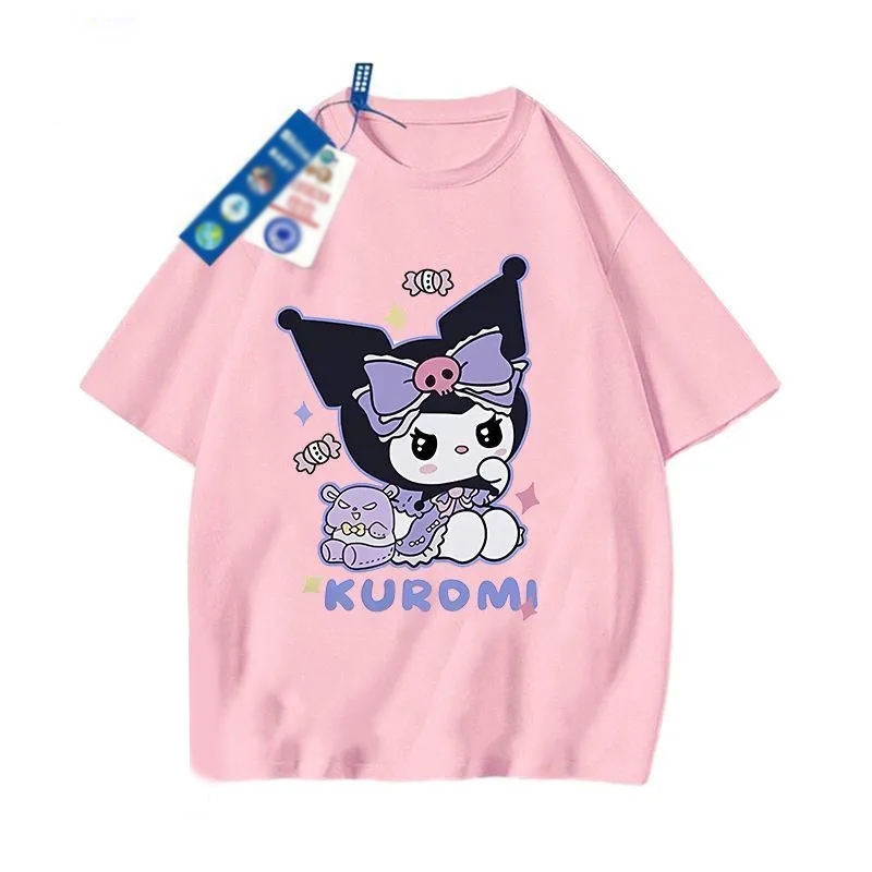 เสื้อยืด แฟชั่น sanrio แขนสั้น ผ้าฝ้าย เสื้อคอกลม kuromi เสื้อยืดหนา การ์ตูน น่ารัก ฤดูร้อน ใหม่