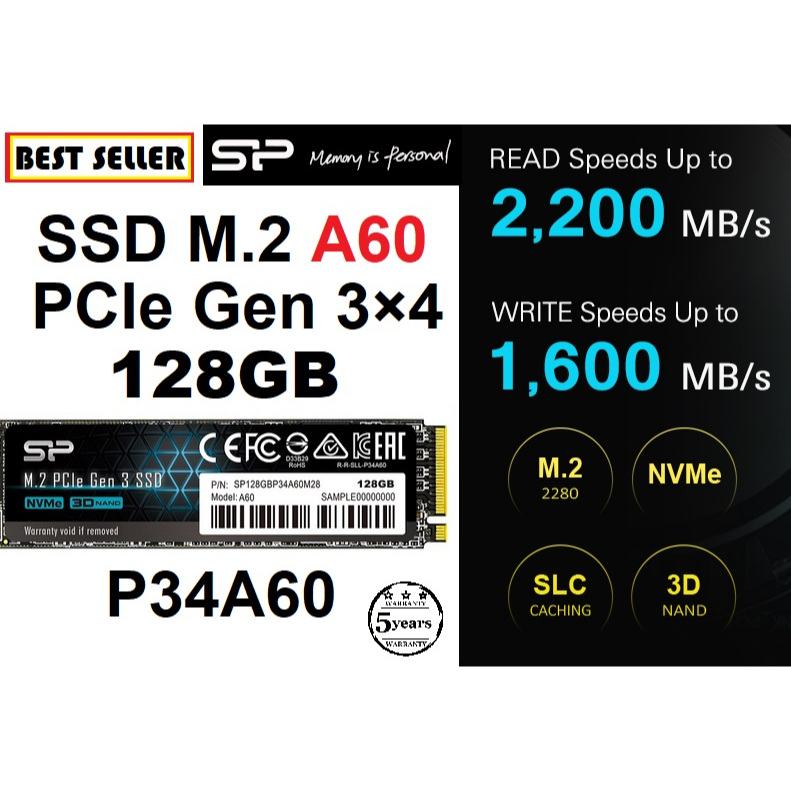 Silicon Power SSD M.2 PCIe Gen 3×4 A60 Read(max) 2,200MB/s Write(max) 1,600MB/s