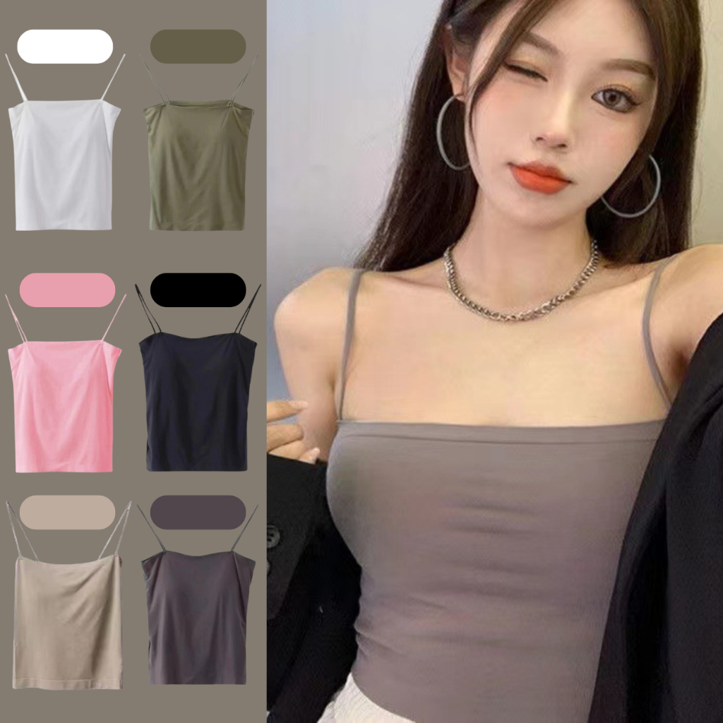 เสื้อสุดฮิต เสื้อสายเดี่ยวเต็มตัว B-007 มีฟองน้ำในตัว ฟองน้ำเย็บติด แฟชั่นเกาหลี สินค้าพร้อมส่ง