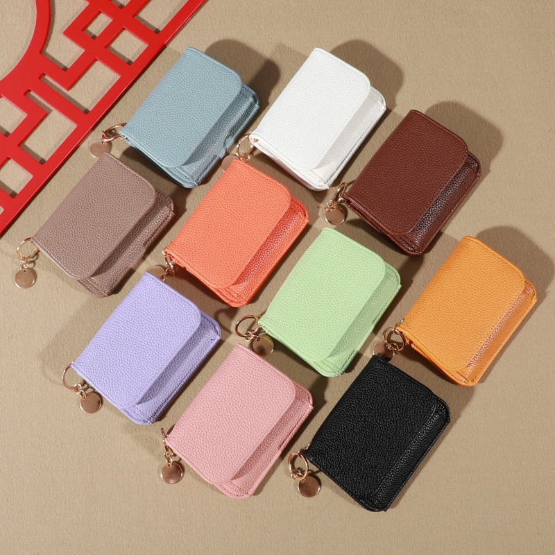 B-577🔥กระเป๋าสตางค์มินิมอล สีน่ารัก พกพาสะดวก ขนาดเล็กแบบพกพา พร้อมช่องใส่บัตร 10สี