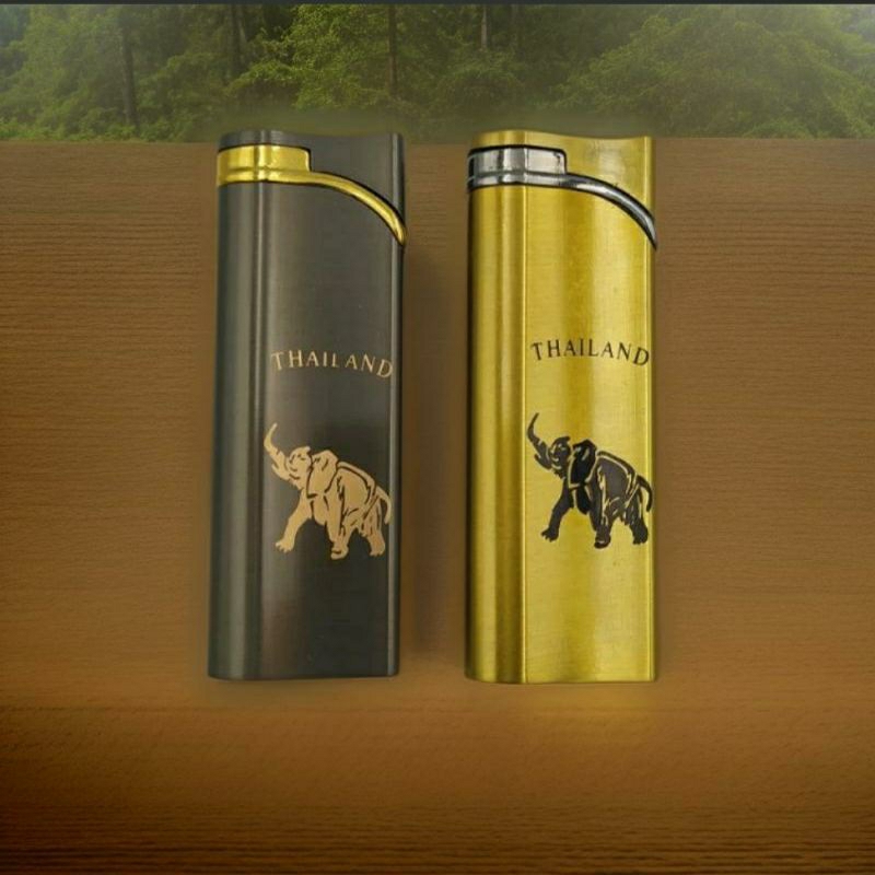 ไฟแช็คแก๊ส ไฟฟู่ ลายช้าง THAILAND มี สีเทา และสีทอง Chang lighter