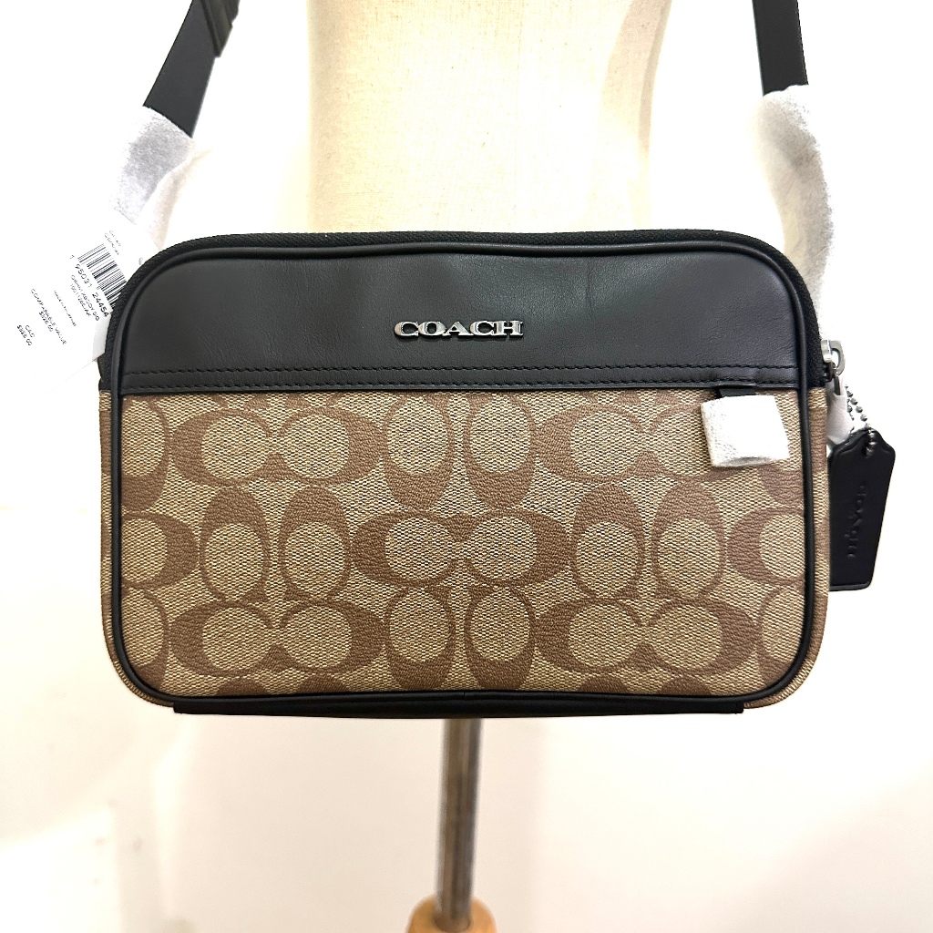 กระเป๋าสะพาย COACH แท้ COACH C4149 MEN GRAHAM CROSSBODY BAG IN SIGNATURE COATED CANVAS Khaki