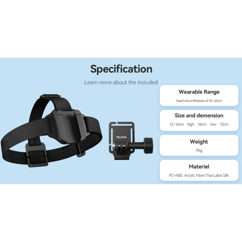 Telesin 2-in-1 Quick Release Head Strap & Cap Clip for Action Camera