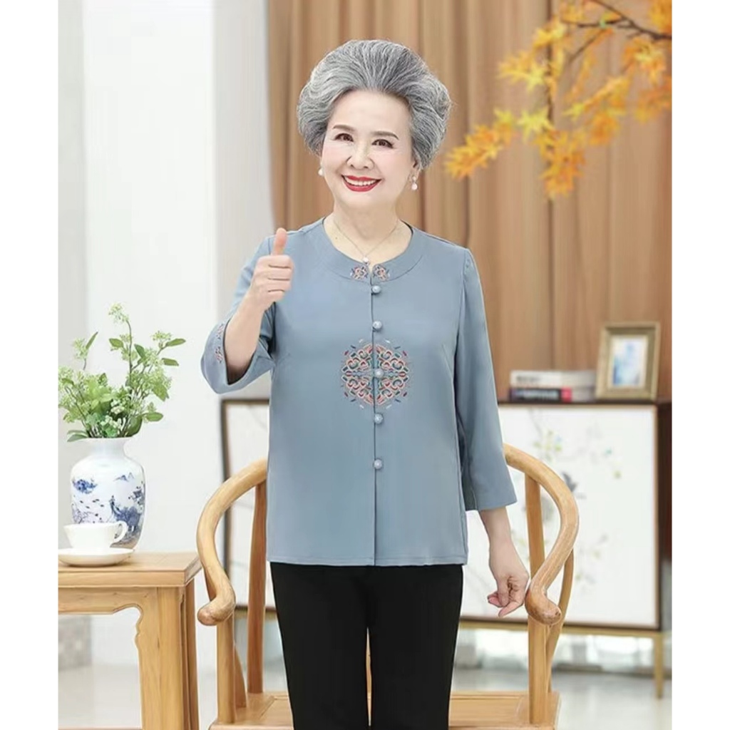 รายละเอียดสินค้า เสื้อ เสื้อผู้หญิง เสื้อคนแก่；ผ้าเด้ง ใส่สบาย สาวอวบใส่ได