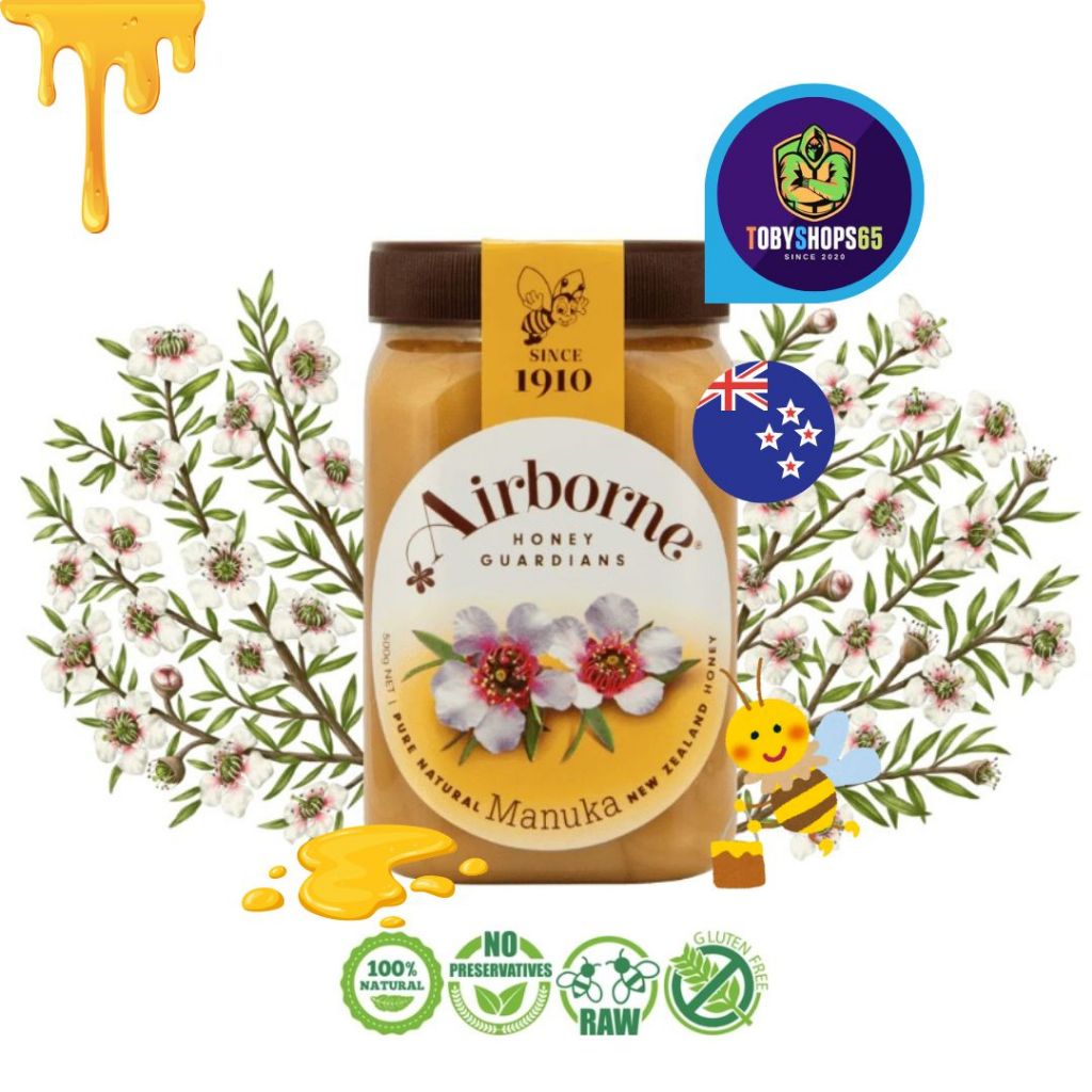 น้ำผึ้งมานูก้า (manuka honey) Airborne Honey Guardians manuka new zealand 500gr