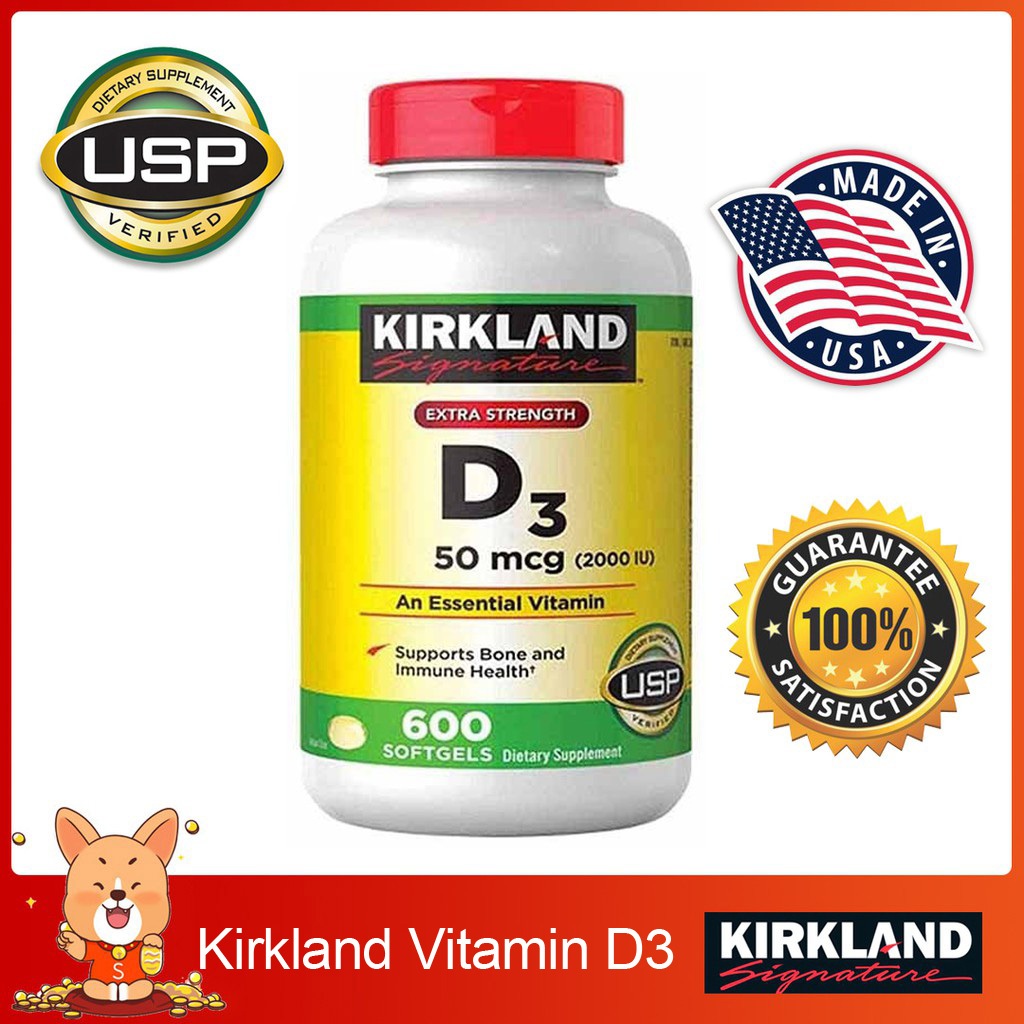 (Exp 02/2026)🔥🔥Kirkland Vitamin D3 Kirkland Signature Extra Strength D3 50 mcg 600 Softgels