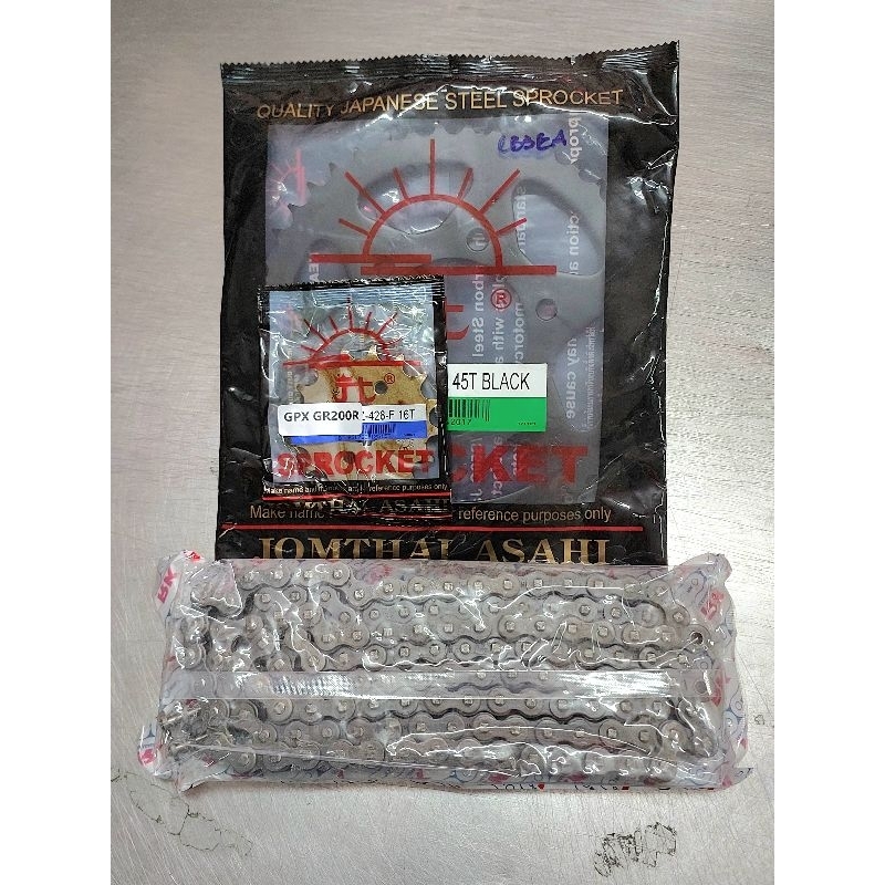 โซ่สเตอร์ GPX DEMON GR200R(เลือกขนาดได้ครับ)สเตอร์หน้า+หลัง(ตราพระอาทิตย์) โซ่428-132ข้อ(RK/พระอาทิตย์ Jomthai/DID) ราคา ถูกที่สุด ดีลบีเคเค แกลเลอรีภาพที่ 3