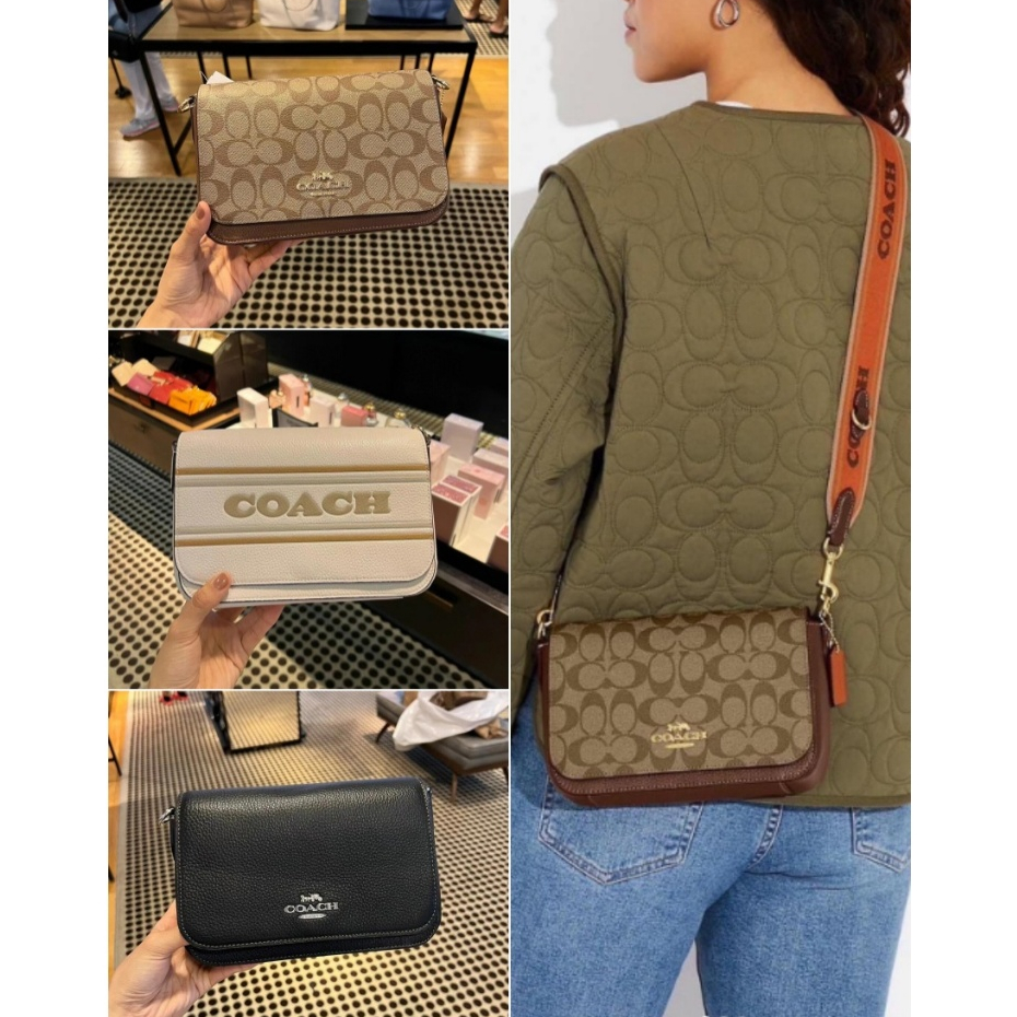 ผู้หญิง กระเป๋า COAC H แท้ กระเป๋าสะพาย CH252 CH247 CH483 Logan Messenger Bag วัสดุวัว พลิกปก สไตล์คลาสสิก