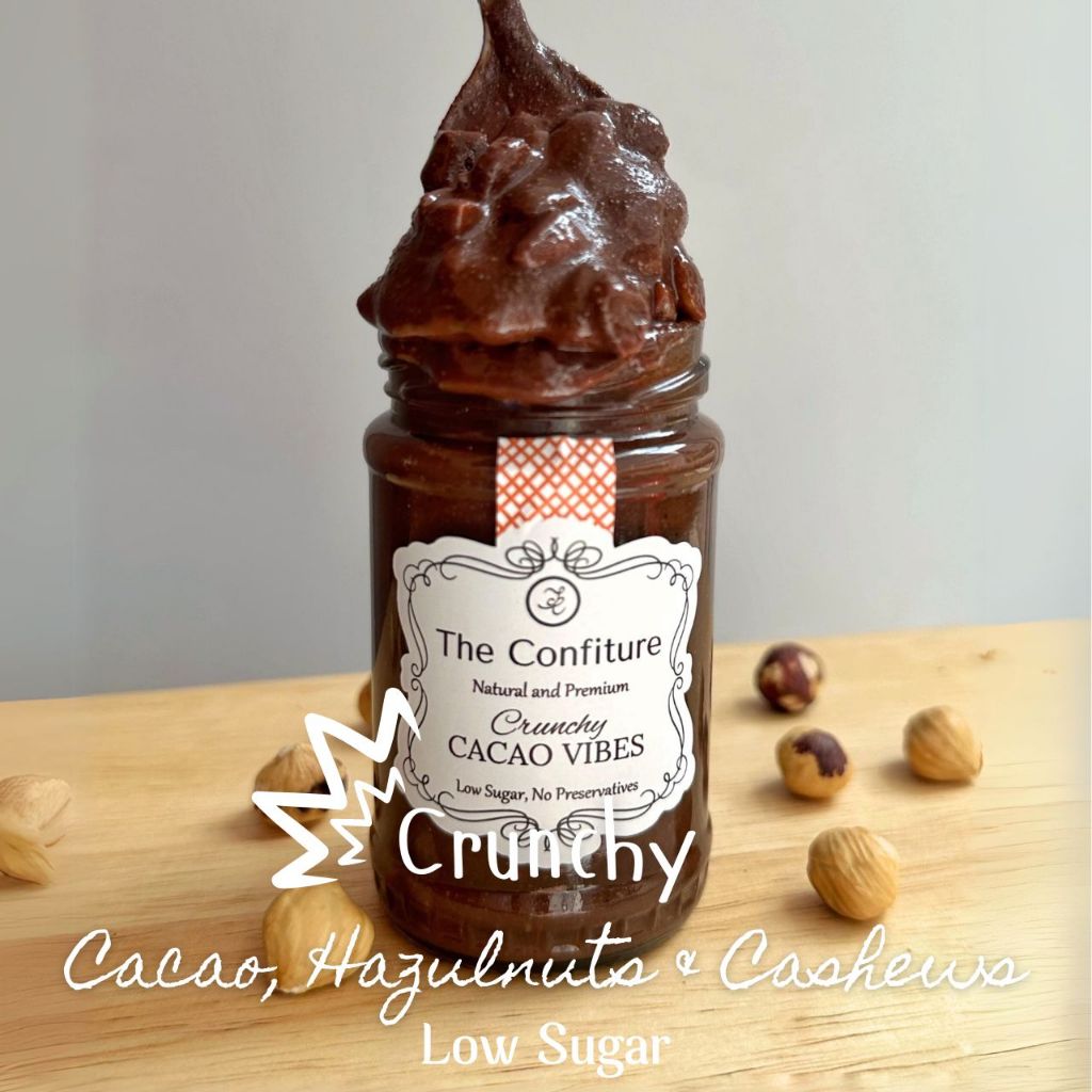 เนยถั่วครันชี่ โกโก้ฮาเซลนัท+เมล็ดมะม่วงหิมพานต์ Crunchy Cacao Vibes (Cacao, Hazelnuts & Cashews) 100 กรัม - The Con