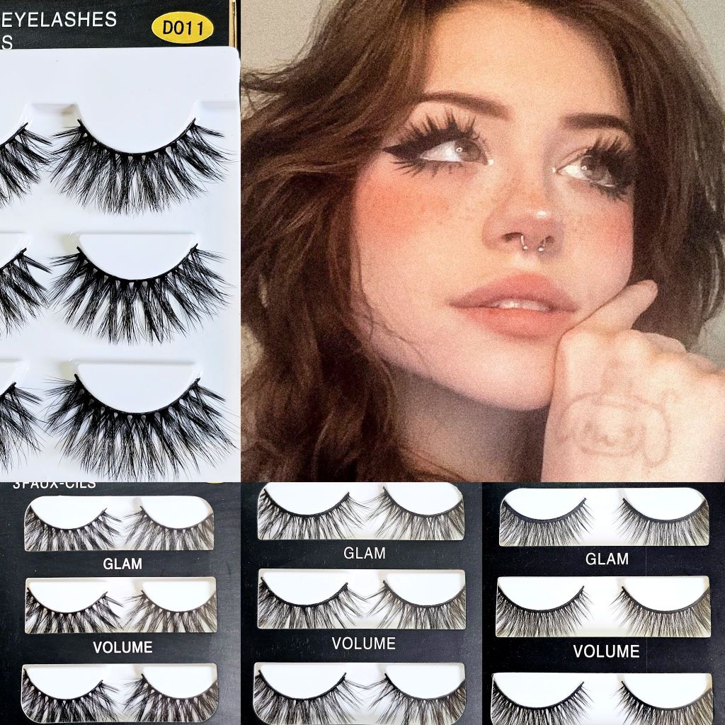 FASHION EYELASHES ขนตาขนมิ้งค์ 3D นุ่ม เบา สายฟอ 3 คู่ กล่องดำในตำนาน
