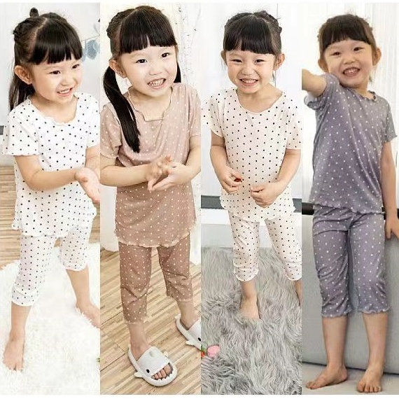 【พร้อมส่ง】 ชุดนอนเด็ก 2 ชิ้น เสื้อกร้าม+กางเกง 3 ขวบ-14ขวบ เนื้อผ้านิ่มใส่สบาย