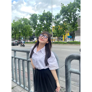 เสื้อนักศึกษาทรงบอยไม่มีกระเป๋า ( ไม่รัดรูปใส่สบาย)เสื้อบอยไม่เข้ารูป💗