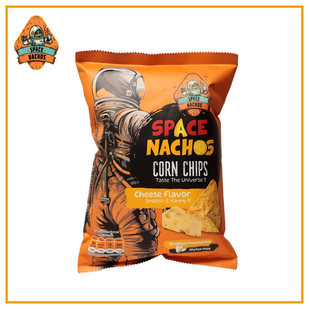 Space Nachos Corn Tortillas Chips Cheese Flavor (แผ่นแป้งคอร์นชิพส์ทอดกรอบ-รสชีส)