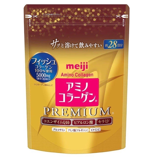 พร้อมส่ง คอลลาเจน Meiji New Amino Collagen Premium Refill 196g
