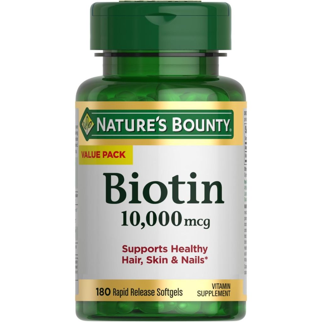 [ของแท้ 100%] NATURE'S BOUNTY BIOTIN 10,000 mcg (10000 mcg) RAPID RELEASE SOFTGELS (NEW COLOR)