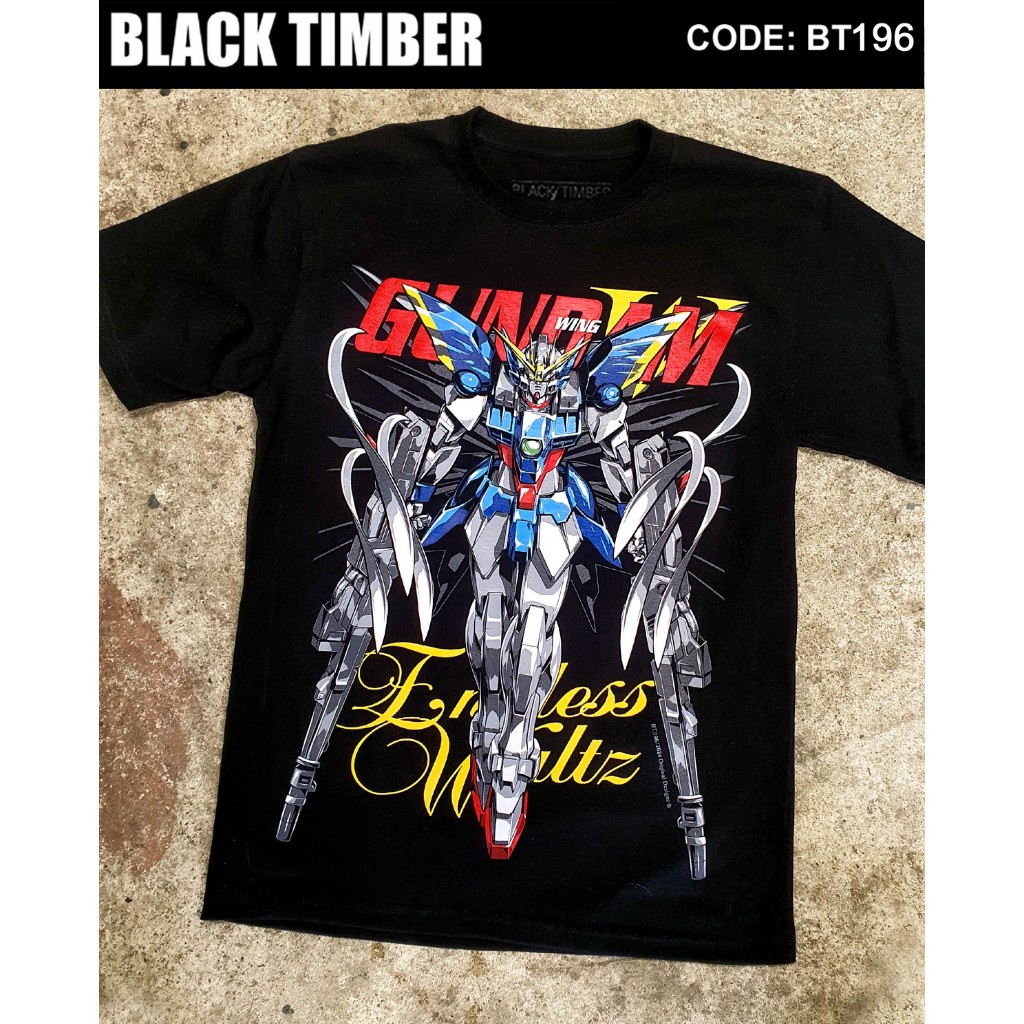 BT 196 Gundam Wing Endless Waltz เสื้อยืด สีดำ BT Black Timber T-Shirt ผ้าคอตตอน 100% สกรีนลายแน่น S M L XL XXL