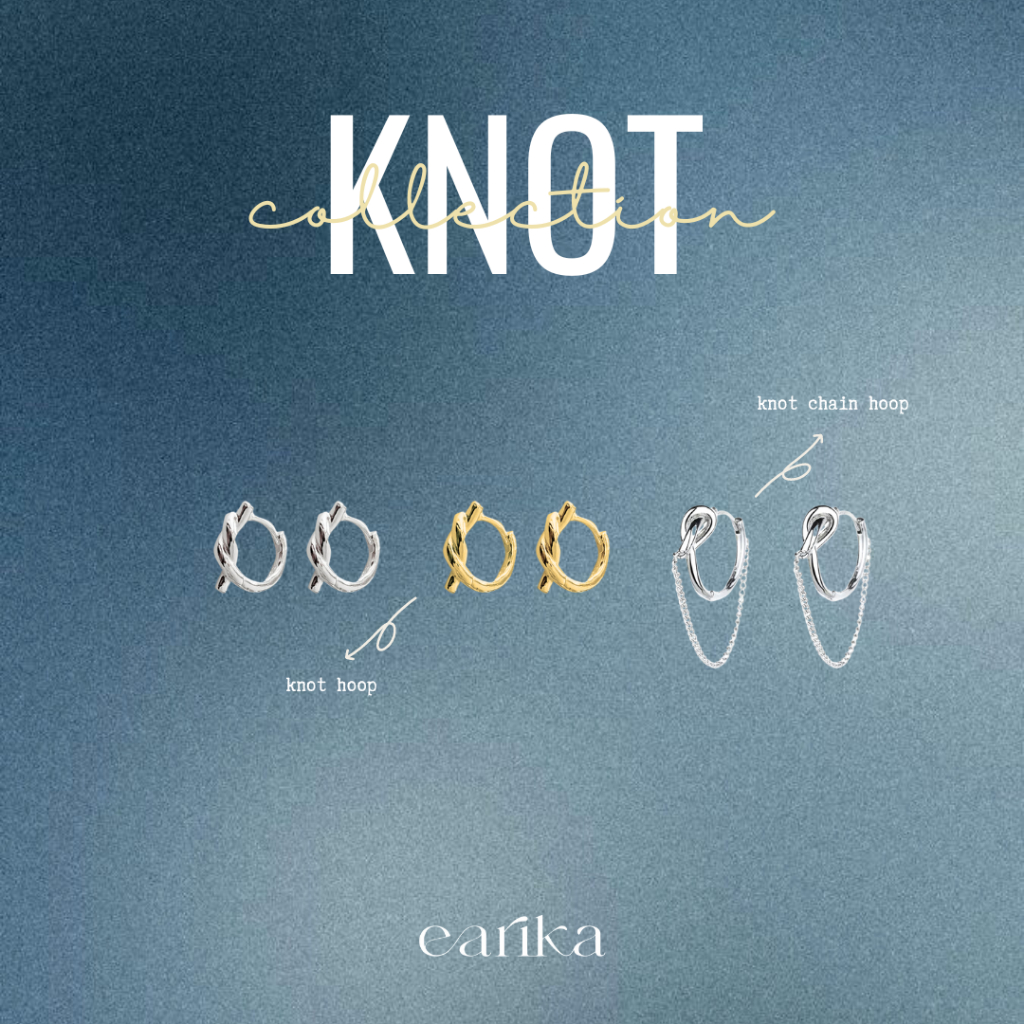 earika.earrings - knot collection ต่างหูห่วงปมเชือกเงินแท้ ผิวแพ้ง่ายใส่ได้