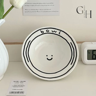 Goose Hour จาน ชาม แก้ว เซรามิค น่ารัก สไตล์เกาหลี Smiling face เข้าไมโครเวฟได้