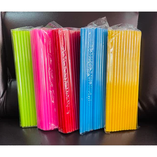 หลอดดูดน้ำ แบบยาว 24 cm สีเรียบ ไม่มีลาย พลาสติก หลอดน้ำ ขนาด 30 กรัม