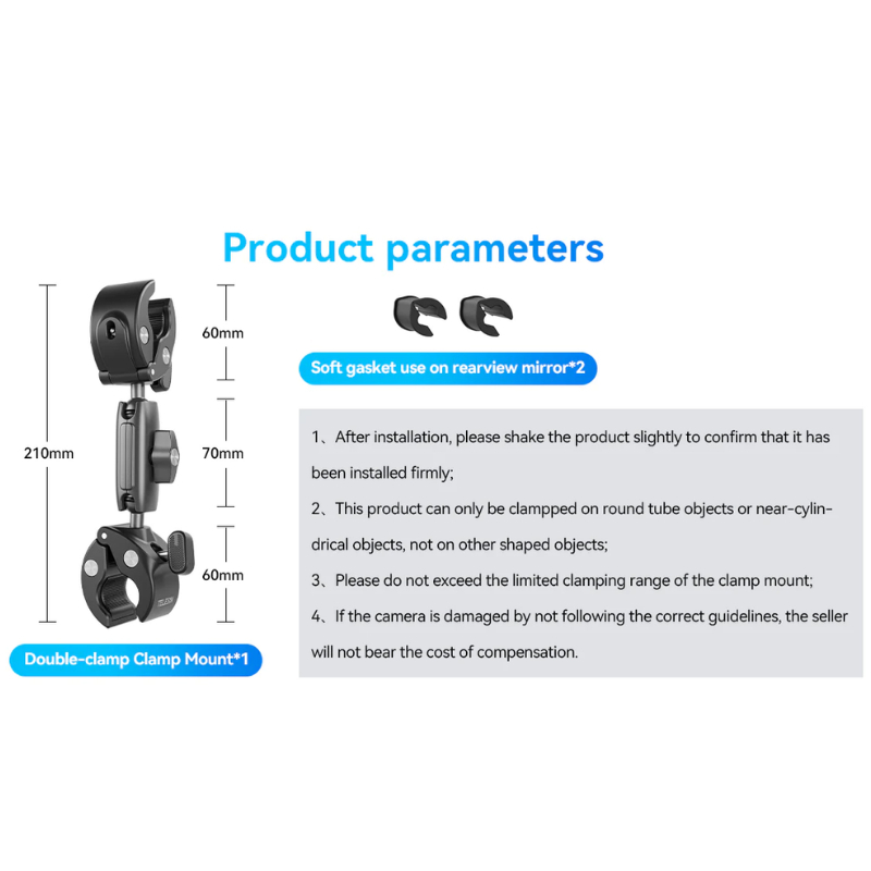 Telesin Double-headed Crab Clamp Bike/Moto Pipe Clamp อุปกรณ์เสริม ตัวหนีบแบบสองหัว - รูปที่ 4
