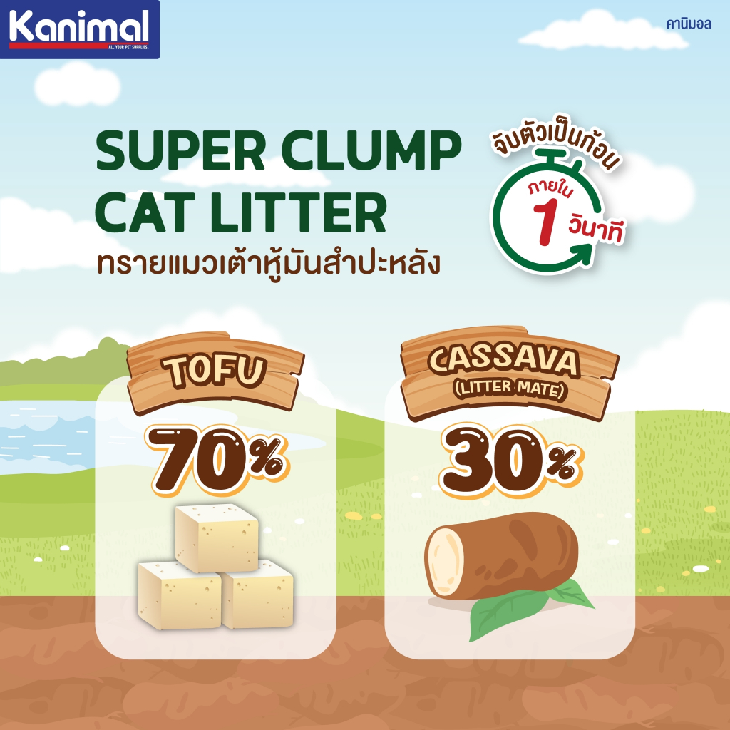 Kanimal คานิมอล ทรายแมวเต้าหู้ธรรมชาติ จับก้อนไว ฝุ่นน้อย ขนาด 6 ลิตร (ฟรี 1 ลิตร ในถุง) - รูปที่ 5