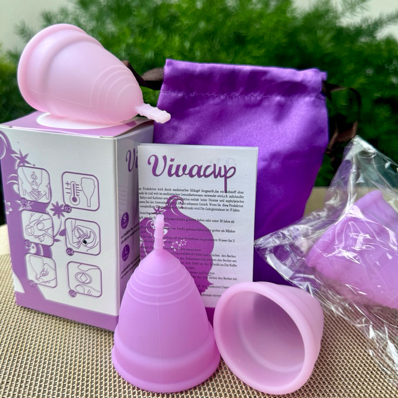 ถ้วยอนามัย VIVACUP มี 2 ไซส์ S,L  ฟรีถุงผ้า ก้านยาวสิริโคนนิ่ม