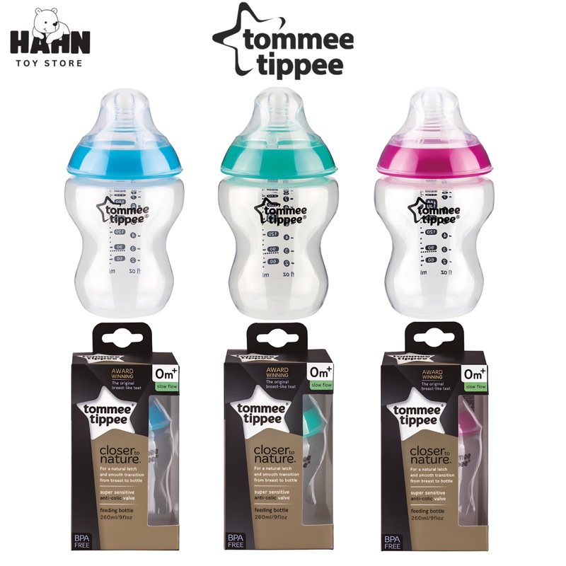 ขวดนมสำหรับทารกแรกเกิด 0+ Tommee Tippee รุ่น Closer to Nature ขนาด 9 oz/260ml. ลดการเกิดอาการโคลิค แ