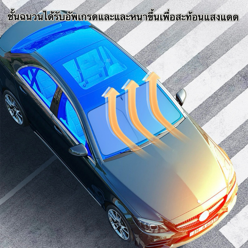 บังแดด แผ่นบังแดดสำหรับติดกระจกรถยนต์ ที่บังแดด ใช้ได้กับรถยนต์ทุกรุ่น กันUV Onesuper - รูปที่ 6