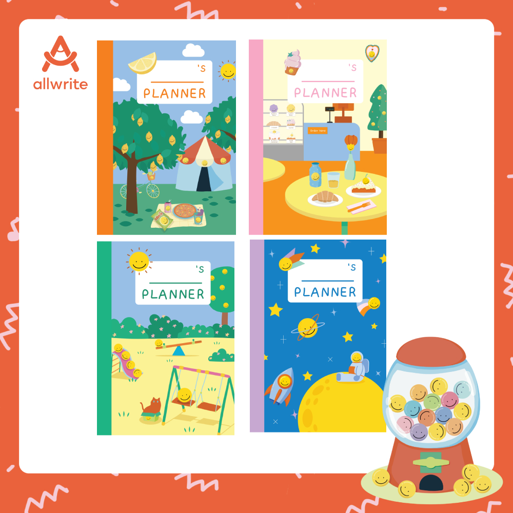Allwrite สมุดแพลนเนอร์ A5 Today’s Goal ใช้งานได้ตลอดปี ลายสุดน่ารัก 4 แบบ รุ่น AW264