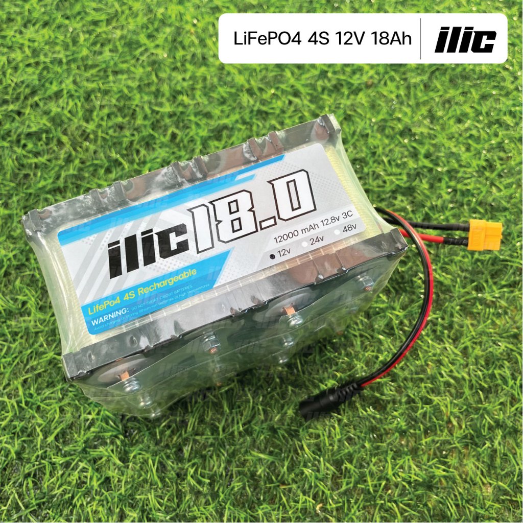 ilic แบตเตอรี่ลิเธียมฟอสเฟต LiFePO4 32650 4S 12V 18Ah ติดตั้ง BMS