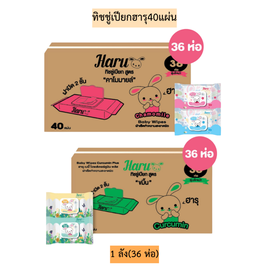 (ยกลัง)ทิชชู่เปียกฮารุHARU💛 (40แผ่น/36ห่อ)