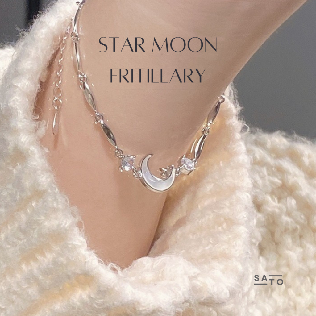 SATO สร้อยข้อมือเงิน Star Moon Fritillary Bracelets กำไลเงิน สร้อยข้อมือแฟชั่น สร้อยข้อมือ ดีไซน์สวย