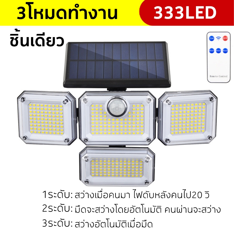 โคมไฟติดผนังกลางแจ้ง ไลท์ พลังงานแสงอาทิตย์ LED ไฟเปิดอัตโนมัติ เซ็นเซอร์ตรวจจับการเคลื่อนไหว ไฟกลางแจ้ง ไฟถนนโซล่าเซลล์