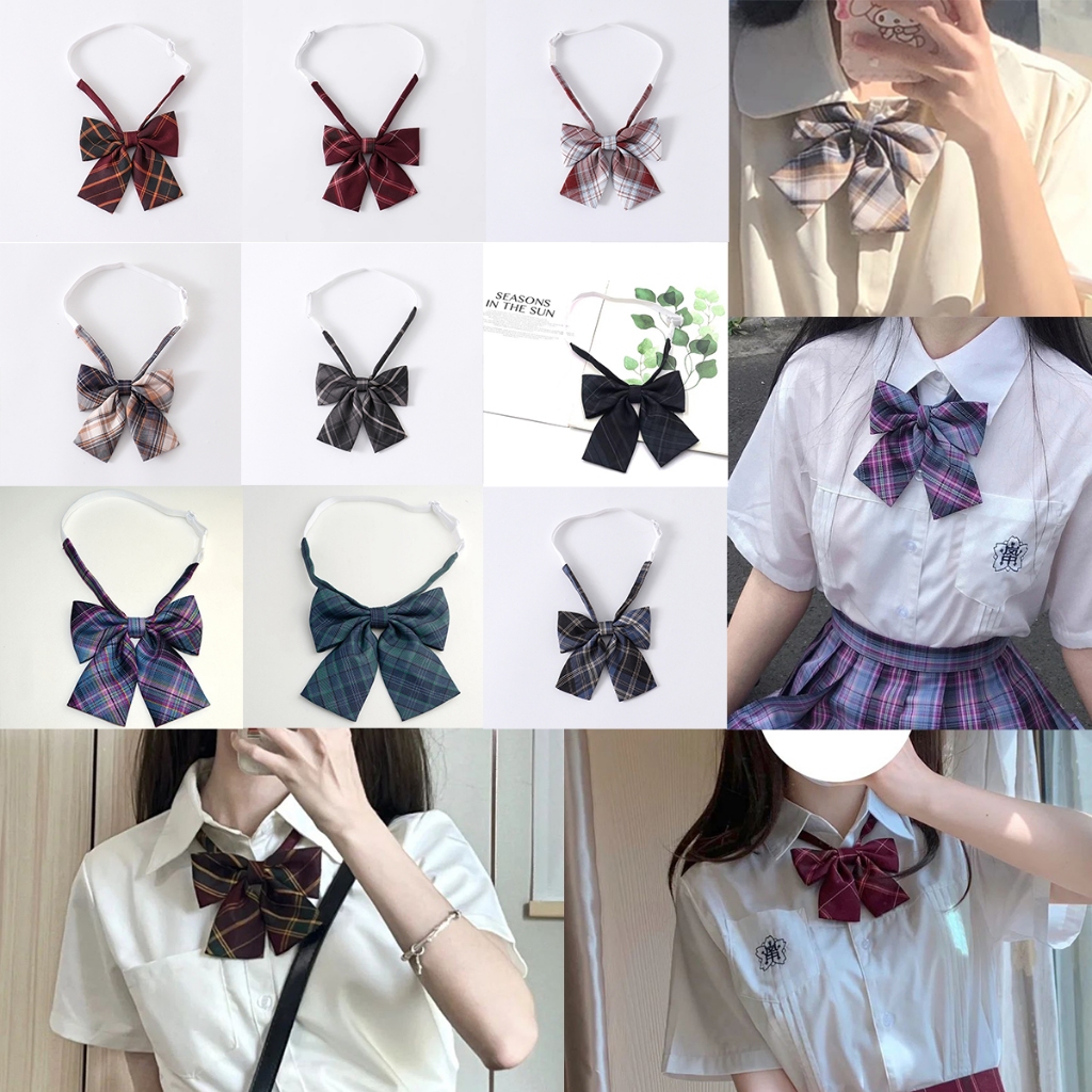 Lorrtta เครื่องประดับของเสื้อเชิ้ต JK หูกระต่ายแฟชั่นมีหลายแบบ ลายสก๊อตน่ารัก
