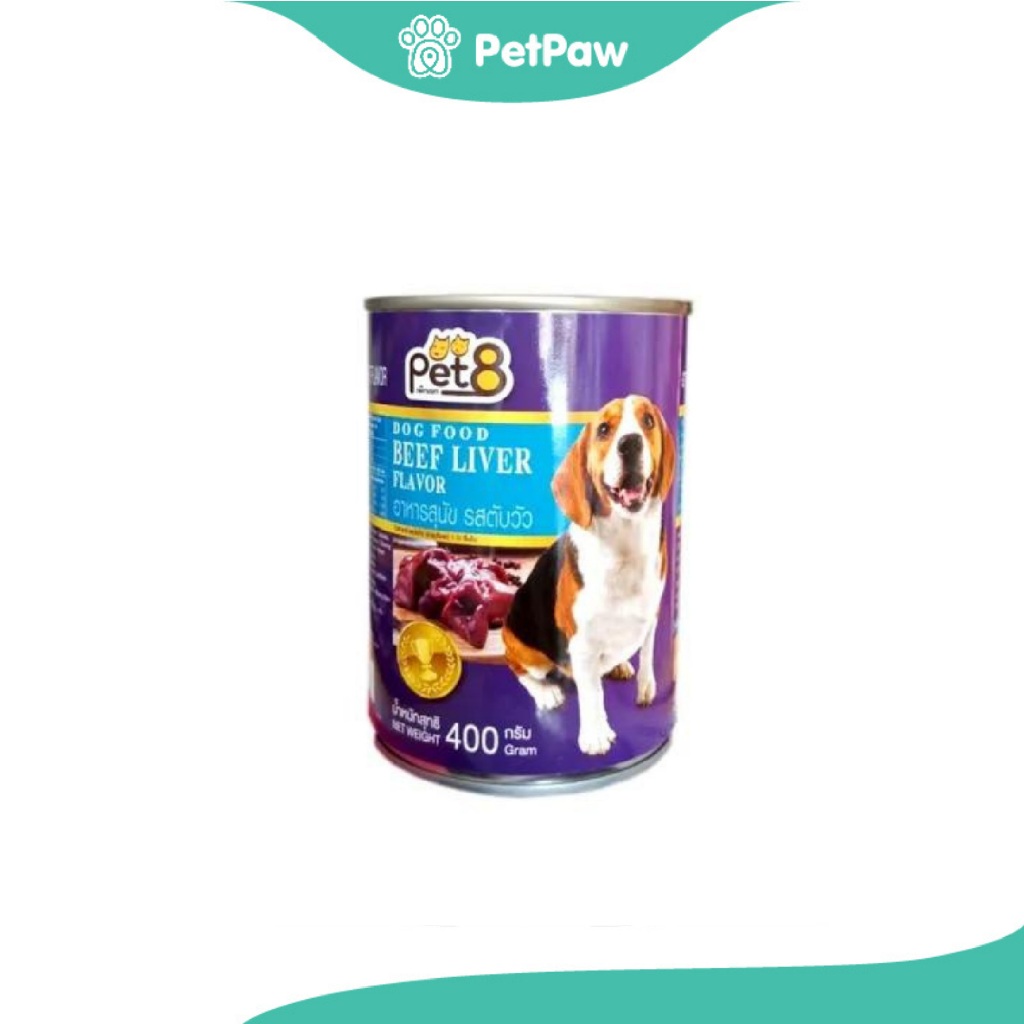[ ไม่เข้าร่วมE-TAX] Pet8 : Liver Flavor Loaf อาหารสุนัขกระป๋อง รสตับ ในเจลลี่ 400 กรัม