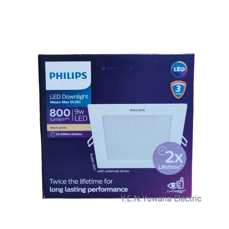 โคมไฟดาวไลท์ LED PHILIPS ทรงเหลี่ยม 9W/แสงเหลือง รุ่น Meson Max DL262