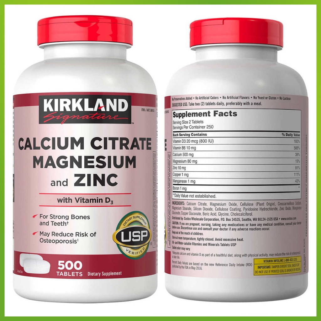 (Exp.04/2028)Kirkland Signature Calcium Citrate Magnesium and Zinc 500 เม็ด