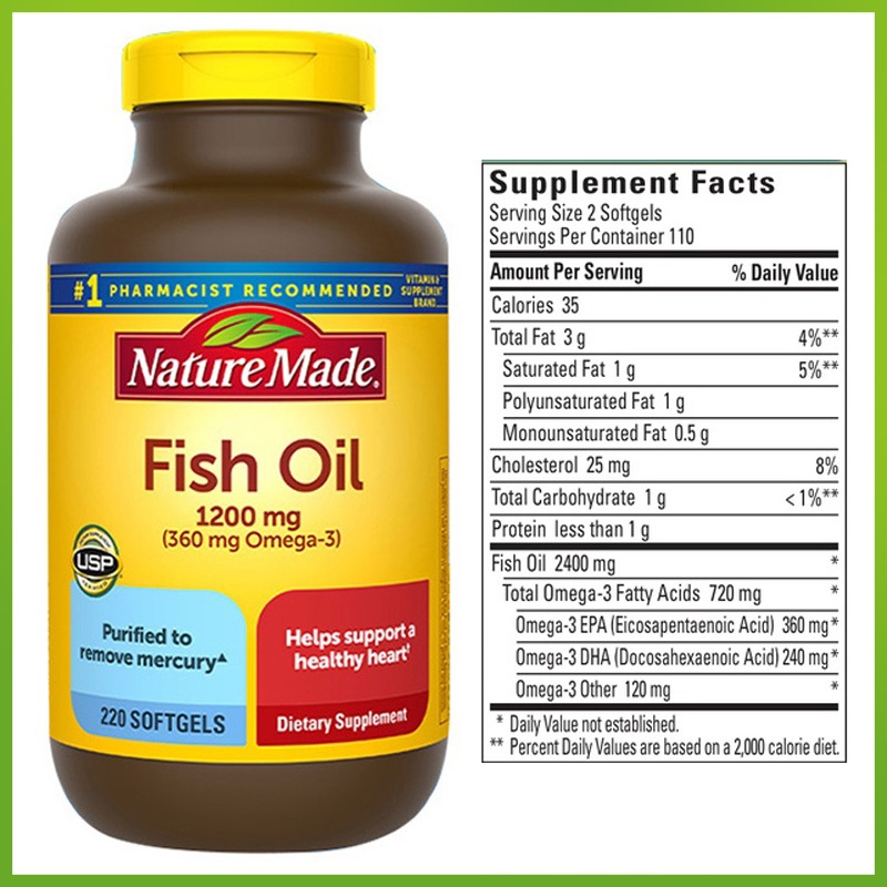 (Exp.04/2028)Nature Made Fish Oil 1200 mg 220 เม็ด