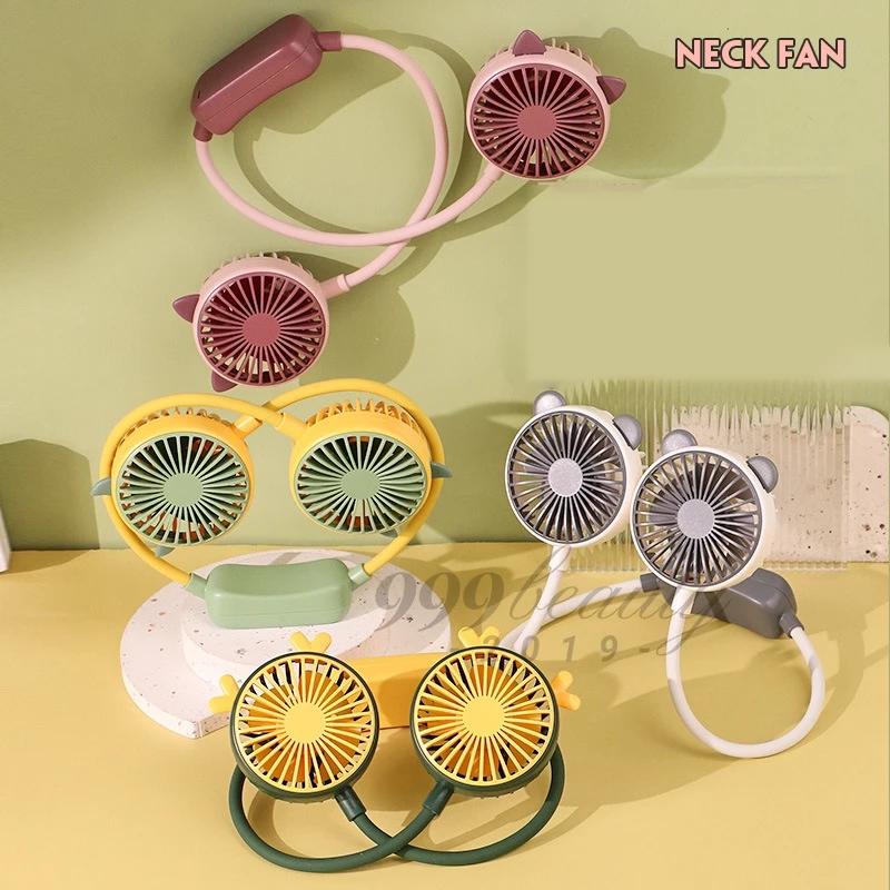พัดลมห้อยคอ Fan USB ชาร์จใหม่ได้ 360 องศา พัดลม พัดแบบพกพา พับได้ พัดลมกีฬา พัดลมระบายความร้อน ปรับได้2ระดับ C0107