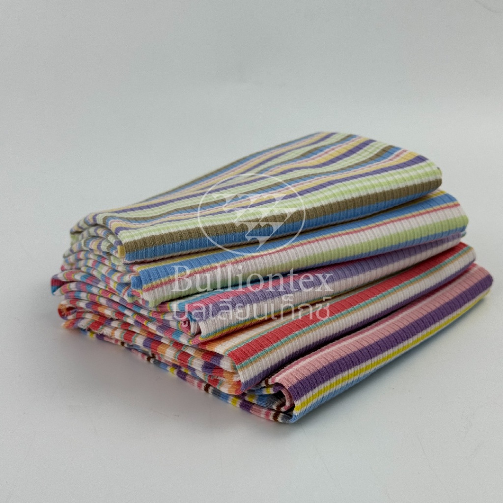 ผ้าร่องโกลเด้น สไตร์ท Golden Rib Stripe เนื้อเนียนนุ่ม ยืดได้เยอะ ใส่สบาย ระบายอากาศได้ดี ขนาด 1กิโล