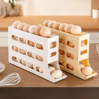 timeless_home กล่องเก็บไข่เลื่อนอัตโนมัติ บรรจุได้30ใบ ขนาด 4 ชั้น ประหยัดพื้นที่ ลดการแตก/หมดอายุของไข่ A292