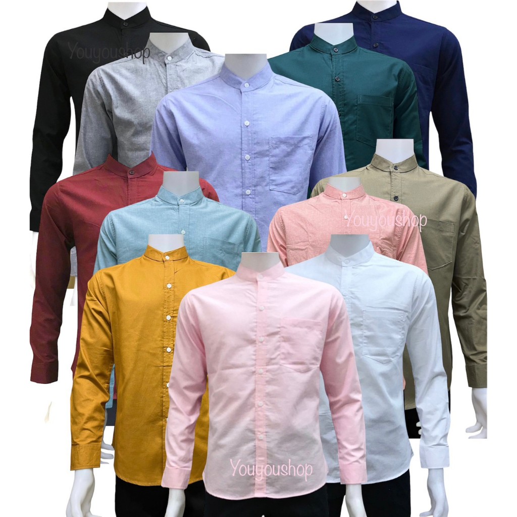 เสื้อเซิ้ตชาย คอจีนแขนยาว เชิ้ตคอจีน