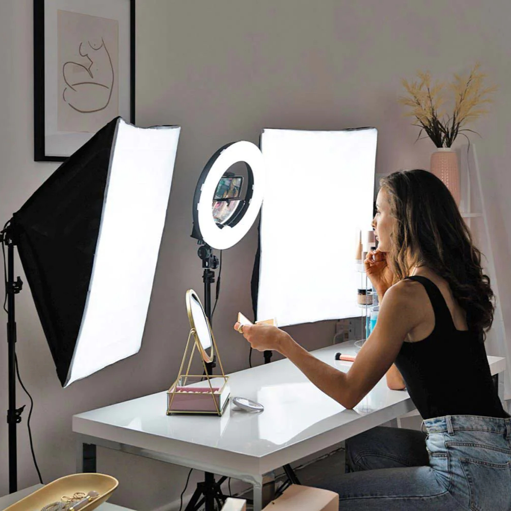 50*70cm 300w ไฟสตูดิโอ สตูดิโอถ่ายภาพ ไฟถ่ายสินค้า E27 LED Light Softbox ไฟถ่ายรูป ไฟไลฟ์สด ไฟต่อเนื่อง ฉากถ่ายรูป ไฟ