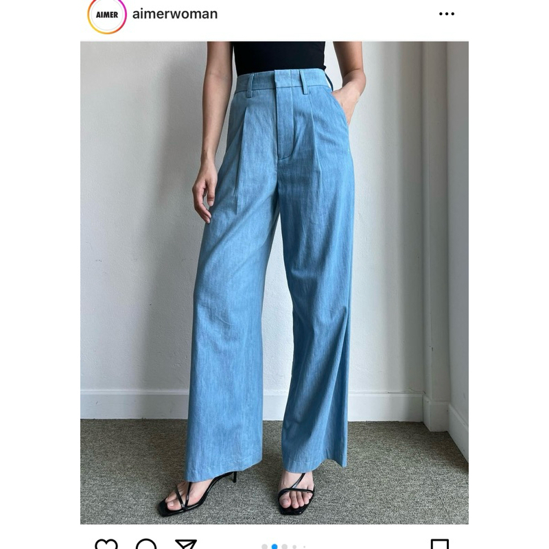 aimerwoman trousers size m สี denim มีตำหนิสีซีดตามรูป