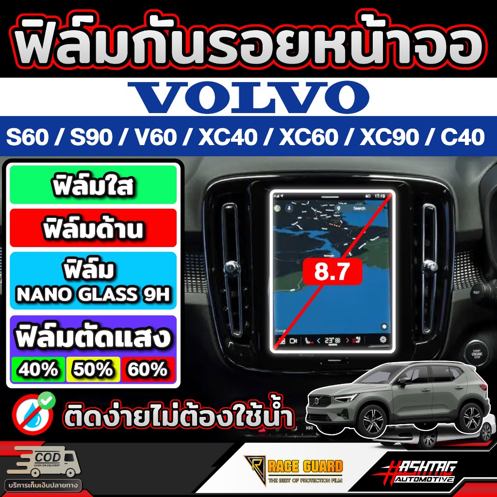 ฟิล์มกันรอยหน้าจอ สำหรับ Volvo XC40 / C40 / S60 / S90 / V60 / XC60 / XC90 รุ่นปี 2023 - ปัจจุบัน