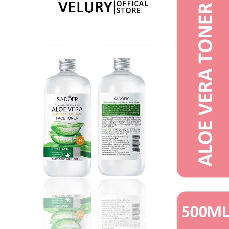 SADOER Aloe Vera Toner ให้ความชุ่มชื้นและหดตัวรูขุมขนโทนเนอร์ว่านหางจระเข้ 500ml