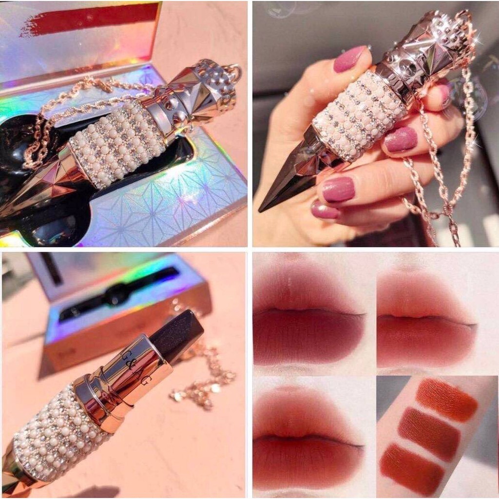 ลิปสติกมงกุฏ 1 แท่ง 3 สี AGAG ลิปจูปไม่หลุด ลิปสีไม่ติดแมส ลิปสติกสีส้มอิฐ แดงตุ่น แดงกำมะหยี่ สีสวยมาก No.6622