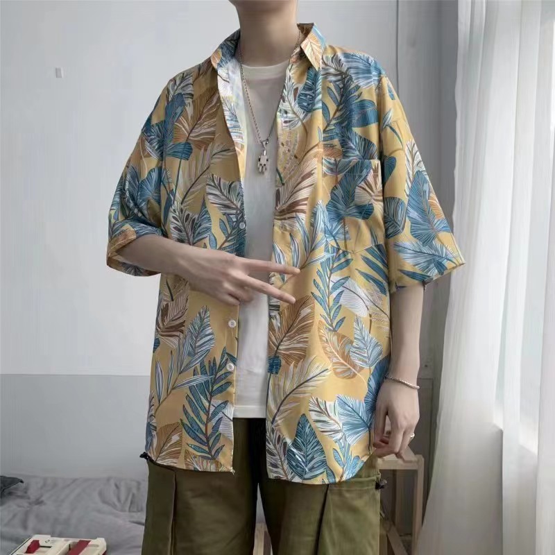 เสื้อฮาวาย เสื้อเชิ้ต หญิง/ชาย ใส่ได้ทุกโอกาศ น่ารักๆ แขนสั้น ใส่สบาย ผ้าไม่ร้อน เป็นผ้าโพลีเอสเตอร์แท้ ระบายอากาศ เสื้อ